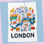 London Map Tea Towel, thumbnail 1 of 3