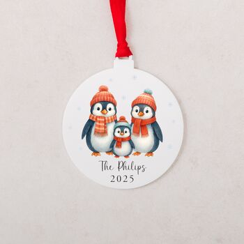 Personalised Penguin Family Christmas Tree Decoration, 7 of 8