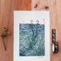 Wild Swimming Lino Print, thumbnail 3 of 4