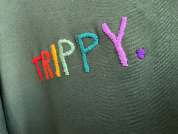 Green Hand Embroidered Trippy Sweatshirt, 7 of 7