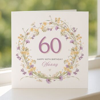 Personalised Floral 60th Birthday Card For Mum Or Aunt, 5 of 8