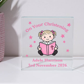 Personalised Glass Block – On Your Christening For Girls, 3 of 4
