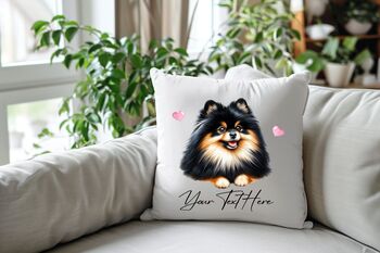 Personalised Black And Tan Pomeranian Hearts Cushion Cover Gift, 2 of 2