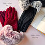 Fluffy Faux Fur Wave Cuff Suede Effect Gloves, thumbnail 6 of 12