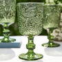 Set Of Four Green Paisley Wine Goblets, thumbnail 3 of 7
