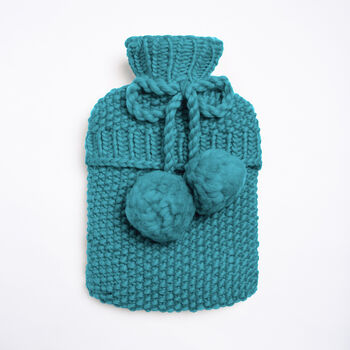 Hot Water Bottle Cover Knitting Kit Duck Egg, 2 of 5