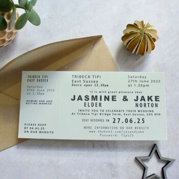 Boarding Pass/Ticket Style Wedding Invitation, 4 of 9