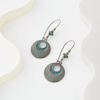 Antique Bronze And Turquoise Beaded Earrings, 2 of 3