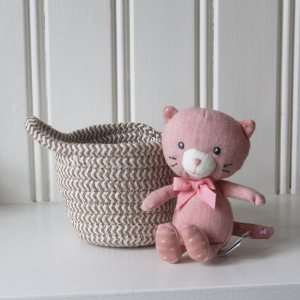 Soft Cat Toy In Basket By Lime Tree London