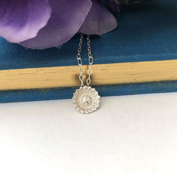 Sterling Silver Mini Sunflower Necklace, 11 of 12