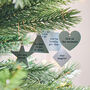 Set Of Six Positive Metal Hanging Christmas Decorations, thumbnail 1 of 2