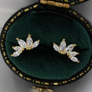Sterling Silver Cz Cluster Marquise Stud Earrings, 2 of 12
