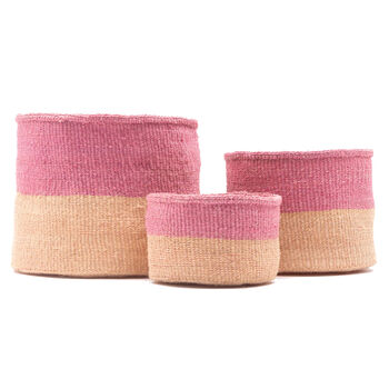 Dusky Pink And Sand Duo Colour Block Basket, 2 of 9