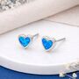 Sterling Silver Blue Opal Heart Stud Earrings – 5mm, thumbnail 1 of 4