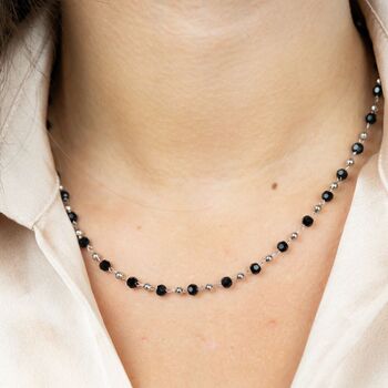 Black Crystal Beaded Asian Mangalsutra Nazar Necklace, 2 of 8