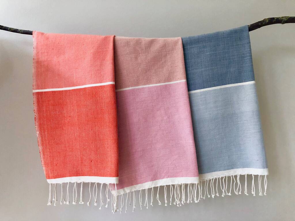Coral / Pink / Grey Cotton Hand Towels, 1 of 8