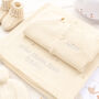 Toffee Moon Cream Pointelle Personalised Baby Blanket, thumbnail 4 of 12