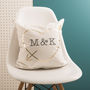 Personalised Love Heart Initials Gold Cushion, thumbnail 1 of 2