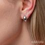 Silver Gold Solid Oval Half Ball Studs Earrings, thumbnail 1 of 4