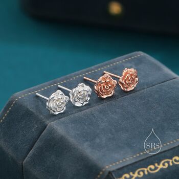 Petite Sterling Silver Rose Stud Earrings, 6 of 12