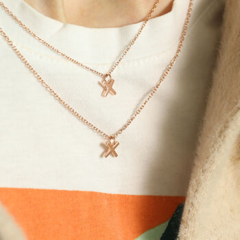 18ct Rose Gold Plated Kiss Necklace, 2 of 4
