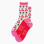Women's Bamboo Socks Cream, Strawberry Cherry Fair Isle, thumbnail 1 of 4