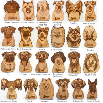 Personalised Deluxe Wood Dog Breed Christmas Decoration, 7 of 12