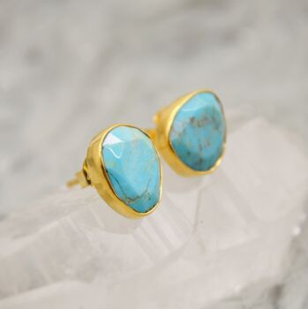 Turquoise Gold Plated Sterling Silver Studs, 7 of 7