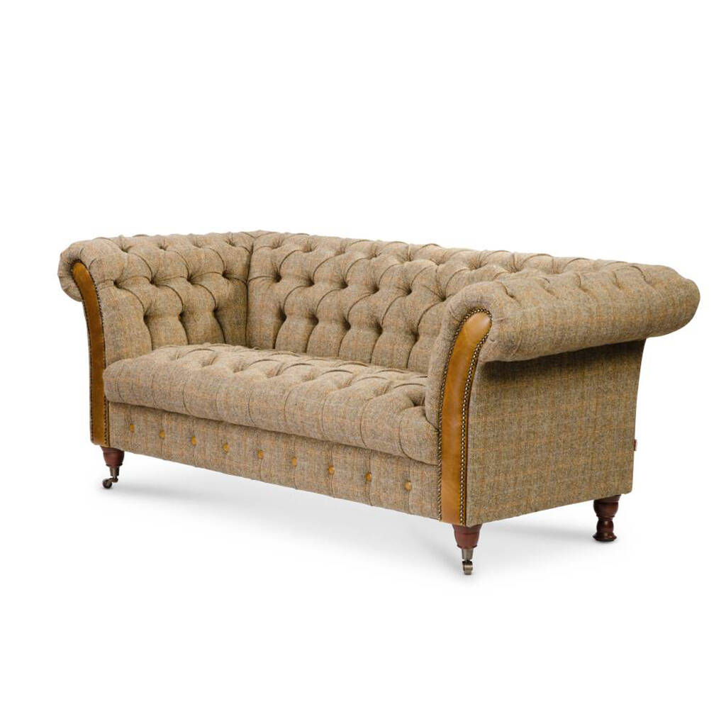 Bretby Two Seater Sofa Leather And Thorn Tweed, 1 of 6