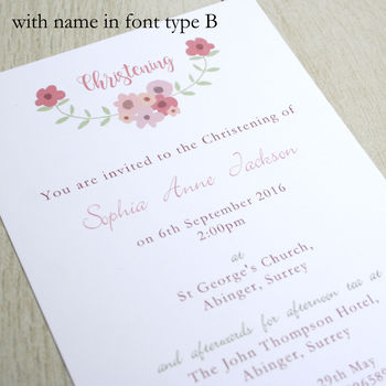Personalised Floral Christening Or Baptism Invitations, 5 of 6
