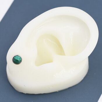 Sterling Silver Natural Malachite Stone Stud Earrings, 5 of 10