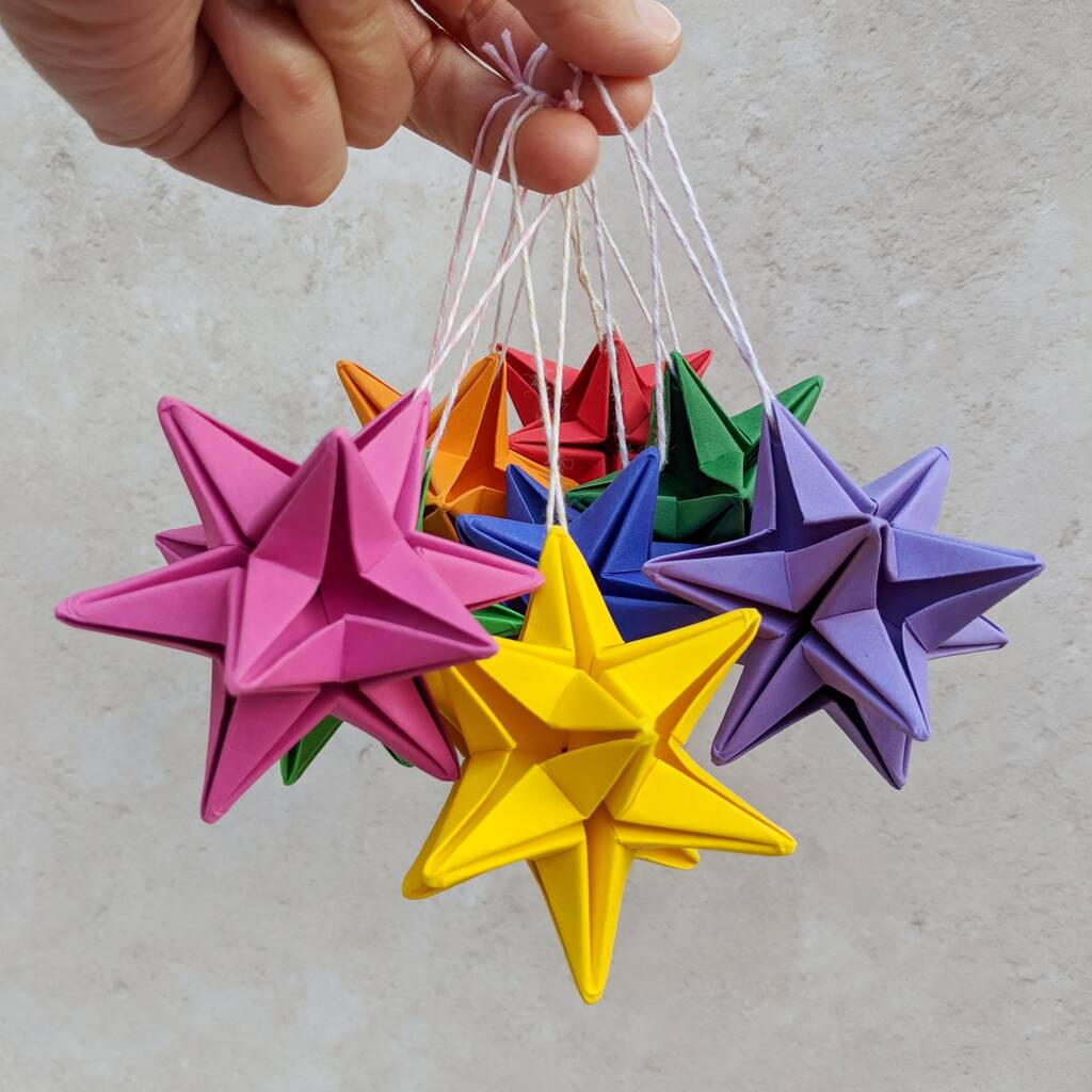 Colourful Origami Paper Star Bauble Decoration, 1 of 9