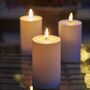 Set Of Two Indoor / Outdoor White LED Pillar Candles, thumbnail 2 of 5