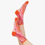 Women's Bamboo Socks Orange Pink Zebra Print, thumbnail 1 of 6