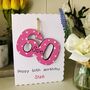 Personalised 60th Birthday Card Wooden Number Gift, thumbnail 2 of 3