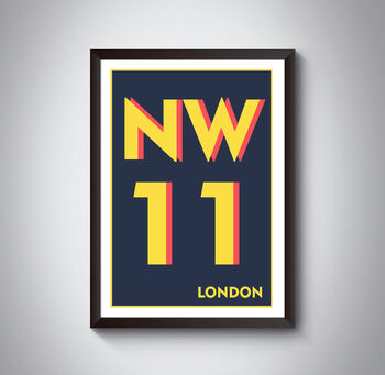 Nw11 Barnet London Typography Postcode Print, 8 of 10