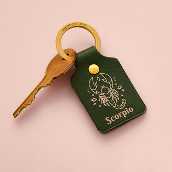 Personalised Zodiac Leather Keyring, 3 of 11
