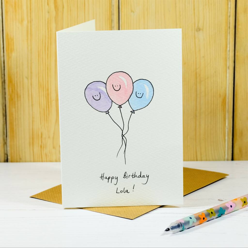 Personalised 'Birthday Balloons' Handmade Card By Hannah Shelbourne ...