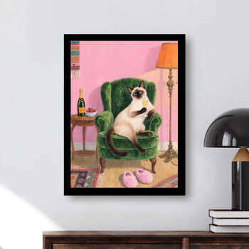Your Own Cat Sipping Champagne Wall Art Print, 5 of 5