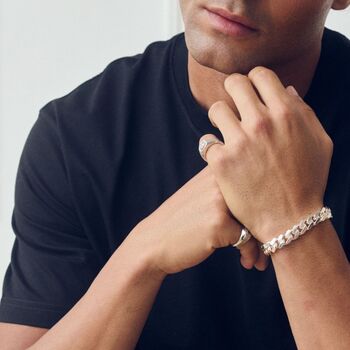 Sterling Silver Curb Chain Cuban Bracelet, 2 of 4