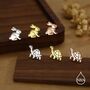 Sterling Silver Rabbit And Tortoise Mismatched Stud Earrings, thumbnail 7 of 12