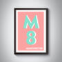 M8 Manchester Typography Postcode Print, thumbnail 7 of 8