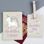 Personalised Leather Baby Unicorn Passport Set, thumbnail 2 of 4