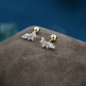 Marquise Cluster Cz Screwback Earrings, 4 of 12