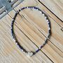 Seed Bead Bracelet In Dark Blue With Heart Charm, thumbnail 1 of 3