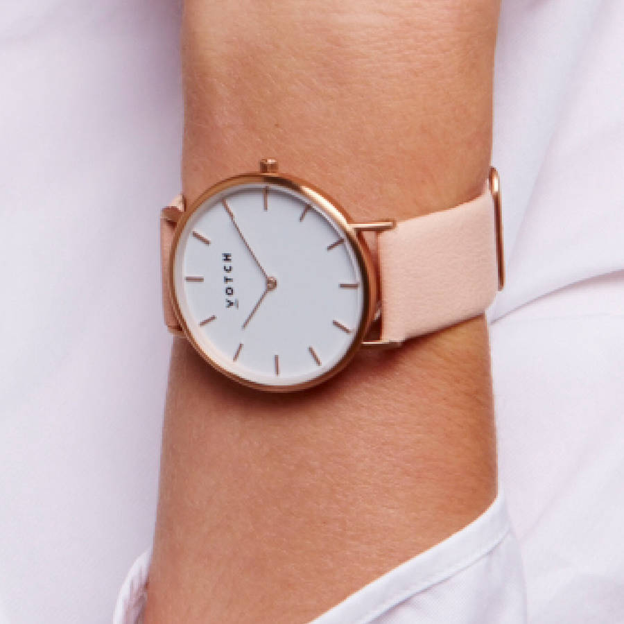 Classic Rose Gold Vegan Leather Watch, 1 of 12