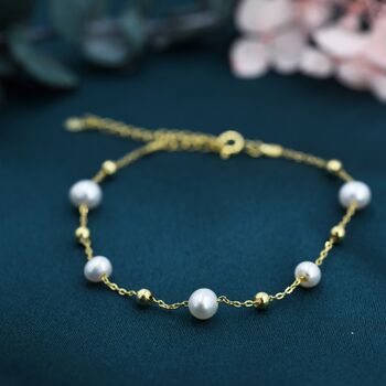 Delicate Pearl And Silver Ball Beaded Bracelet, 4 of 10