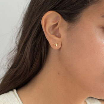 Silver Or Gold Swallow Stud Climber Earrings, 7 of 11