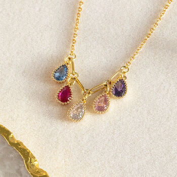 Family Birthstone Necklace With Teardrop Crystals, 6 of 10