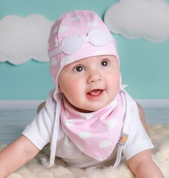 Pink Clouds Hat, Bib And Mittens Set, 3 of 4